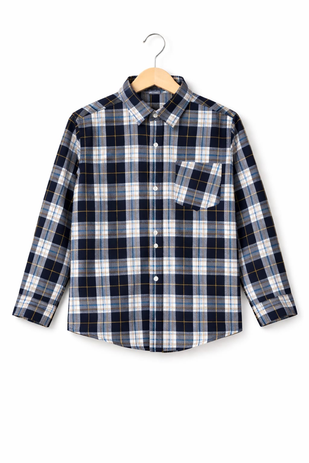 His&Hers Kid's Plaid Button Down Black Check Shirts Cotton Long Sleeve Dress Shirt  110