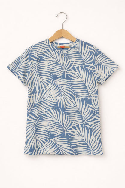 Palm Leaves Allover Print Henly Polo Shirt Boys 611