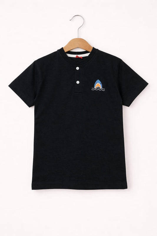 Blue Whale Logo  Henly Polo Shirt Boys 105