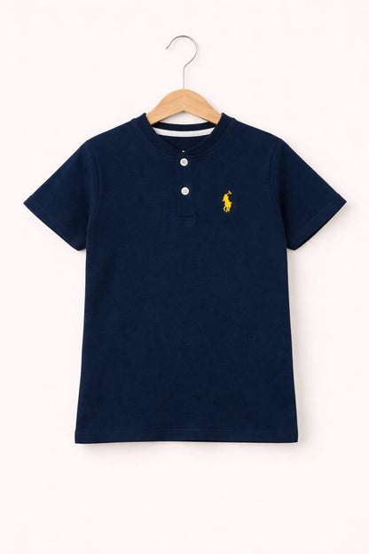 His&Hers Kid's Plain Navy Henly Polo Shirt Boys 102