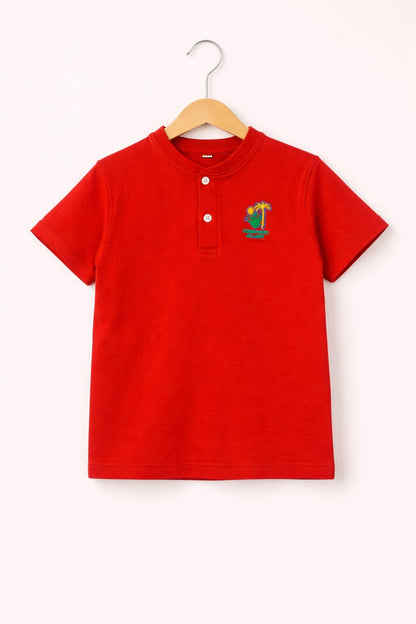 Good Time All-day Kid's  Red Henley Polo Shirt Boys 618