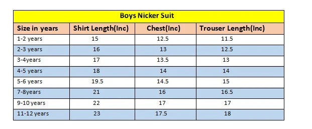 White Checked Yellow Cotton Nicker Suit Boys 420