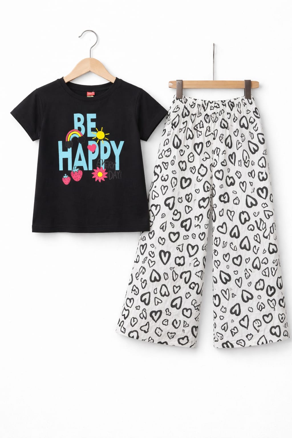 Blue [Be Happy] Printed Black Girls T-Shirt &Cotton Flapper 274
