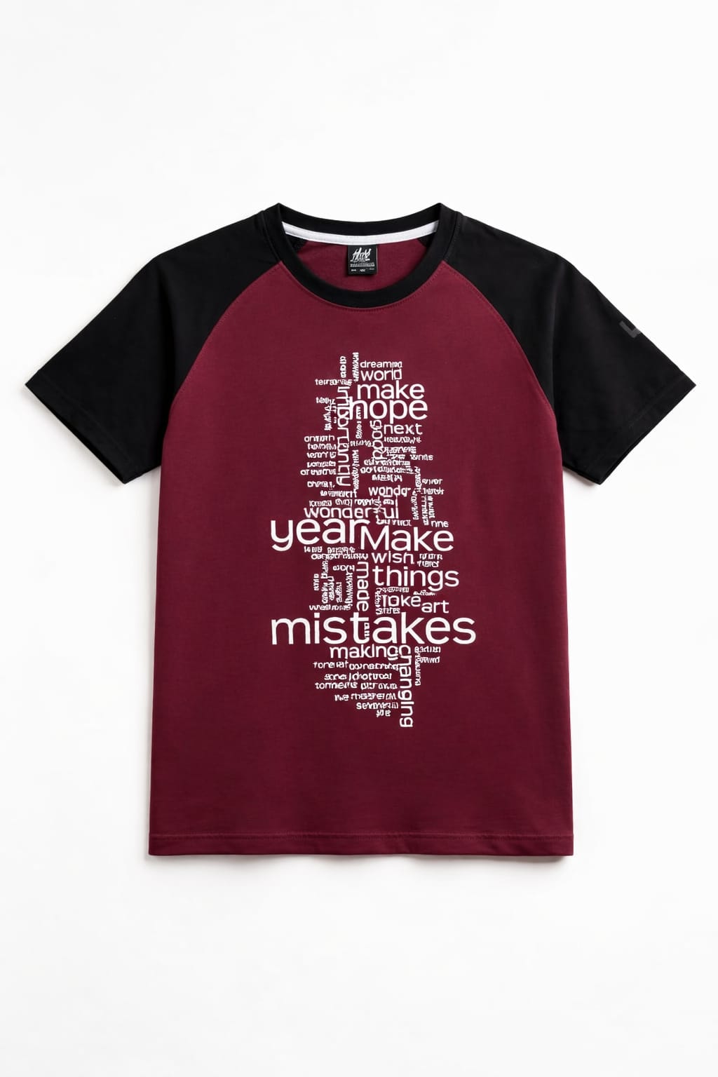 Maroon & Black  Motivational Text Printed  Men's T-Shirt 544