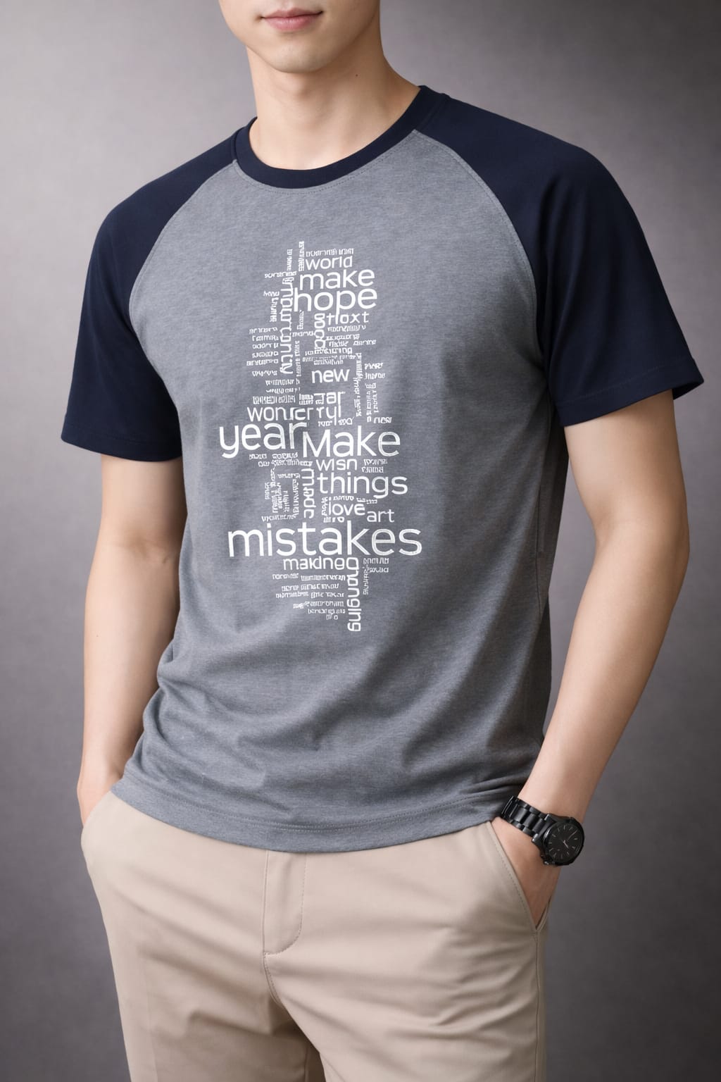 Urban Grey & Navy Motivation Text Printed Men's T-Shirt  538