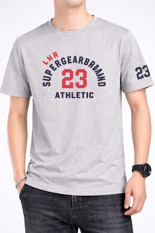 Black  [SUPERGEARRAAND] Printed Grey  Men's T-Shirt  540