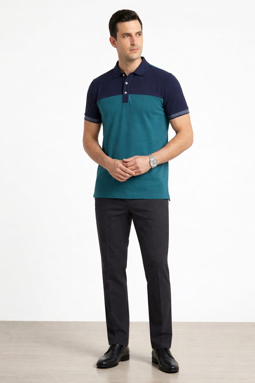 Navy & Blue with Navy Collar  Men's Polo Shirts  538