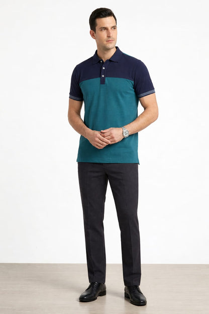 Navy & Blue with Navy Collar  Men's Polo Shirts  538