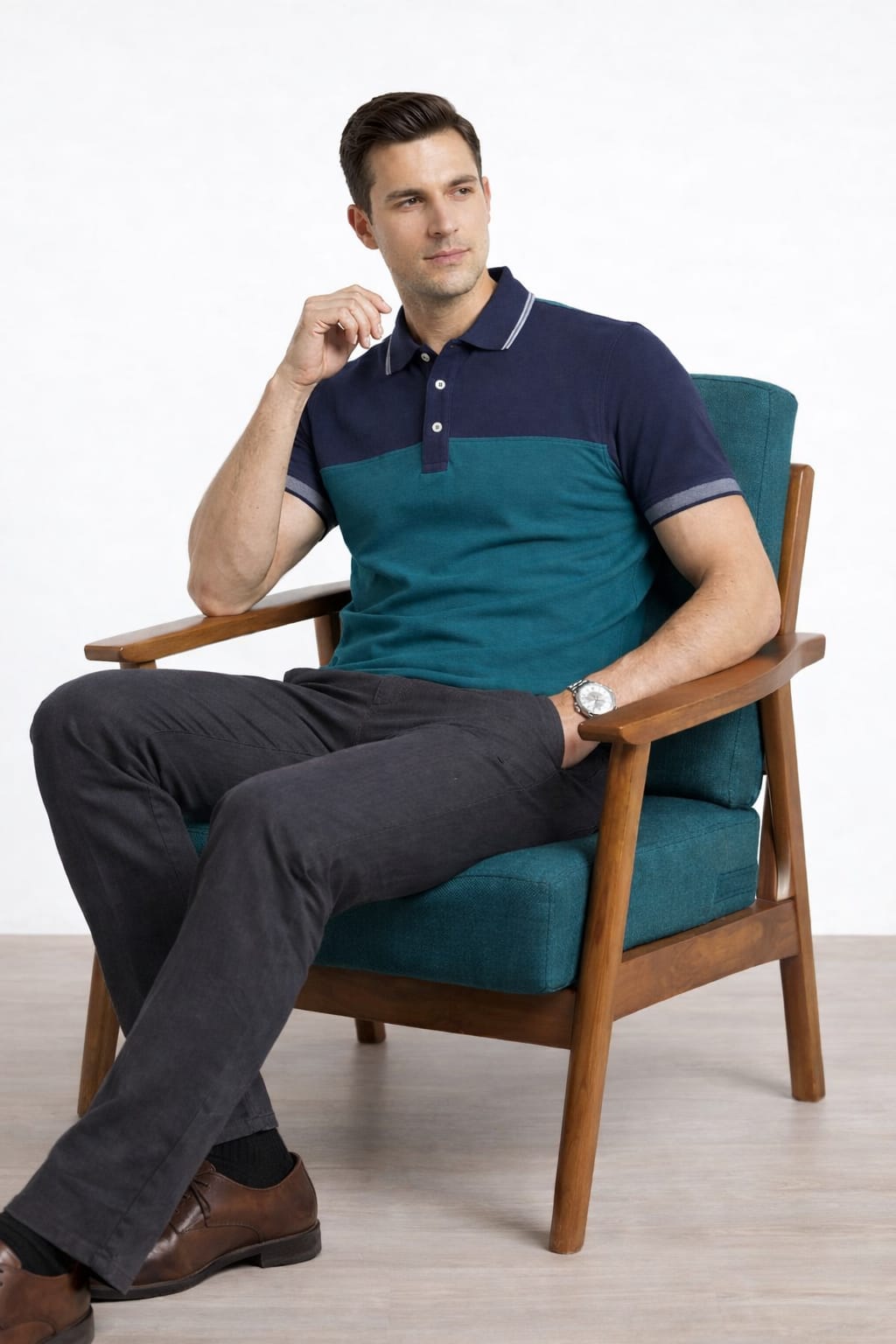 Navy & Blue with Navy Collar  Men's Polo Shirts  538
