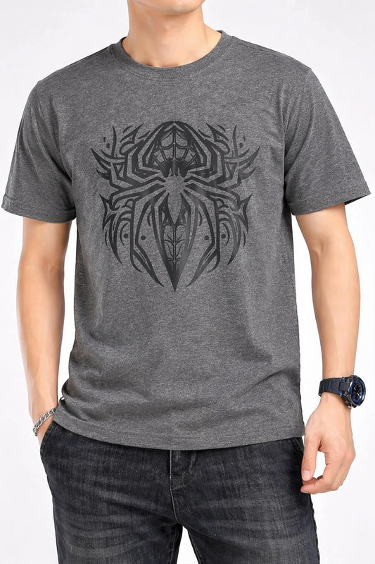 Grey  Spider High Density Printed Men's T-Shirt 540