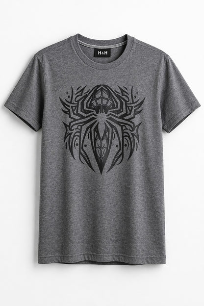 Grey  Spider High Density Printed Men's T-Shirt 540