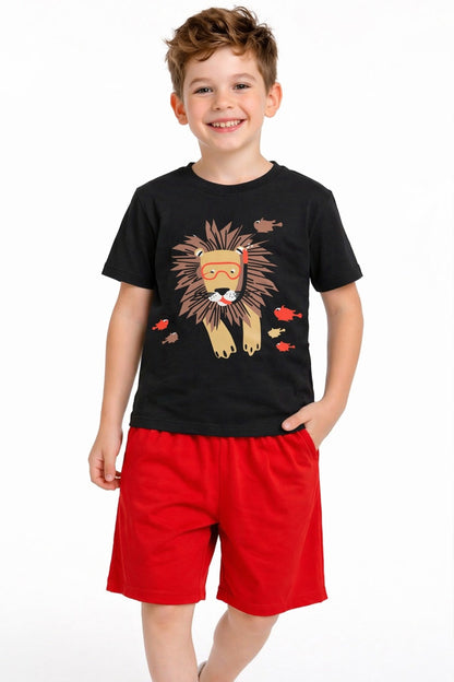Lion Printed Black Nicker Suit Boys  110