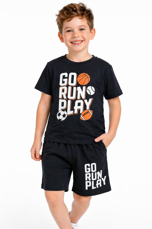 [Go Run Play] Printed Black Nicker Suit Boys 258