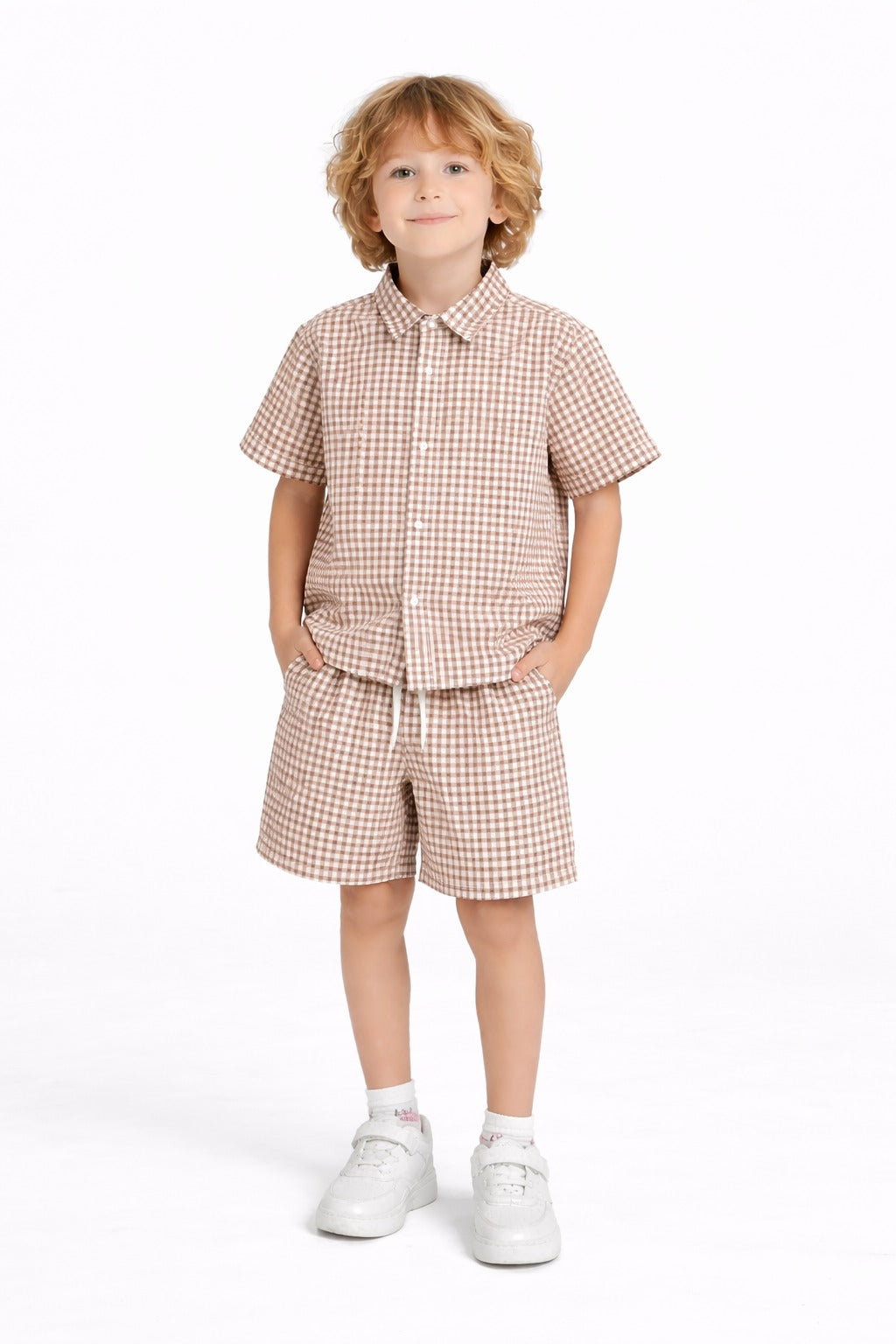 Brown Checked Cotton Nicker Suit Boys 503