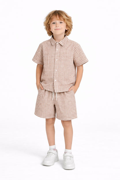 Brown Checked Cotton Nicker Suit Boys 503