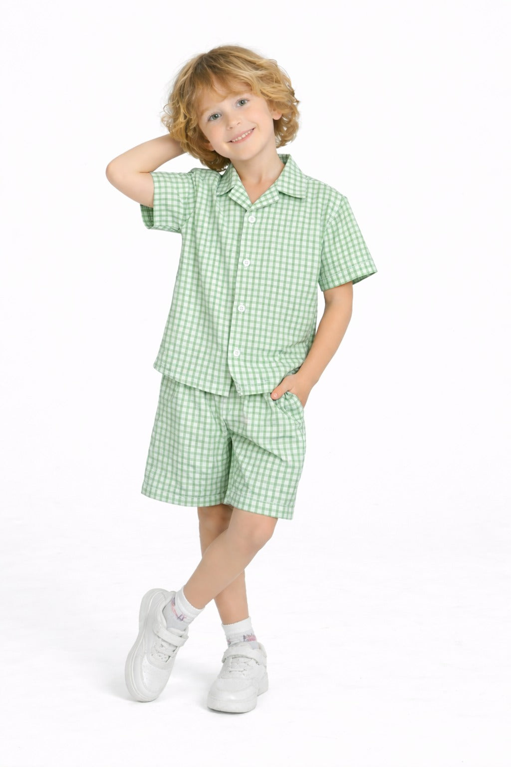 Light Green Checked Cotton Nicker Suit Boys 627