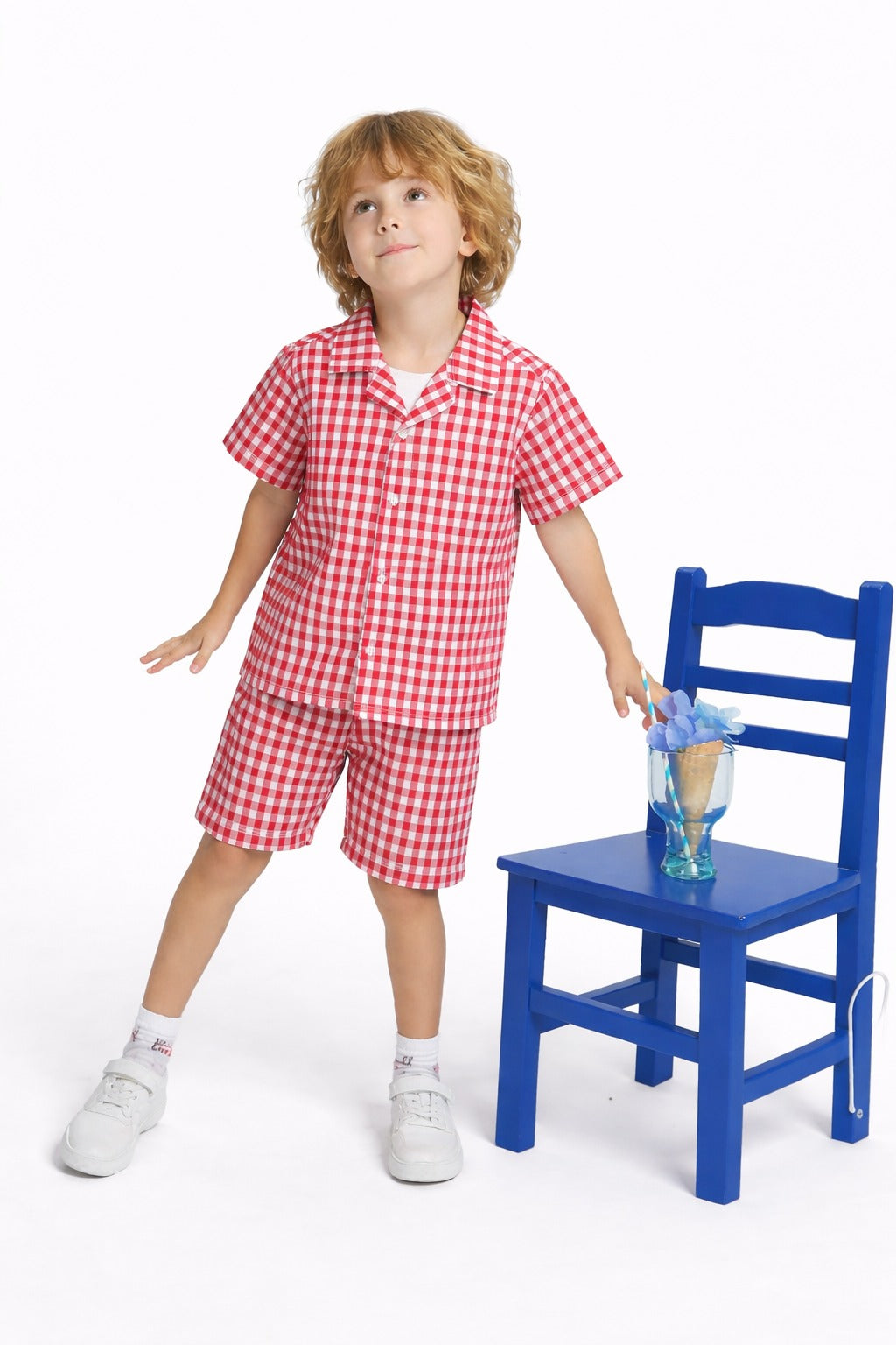 Red  Checked Cotton Nicker Suit Boys 627