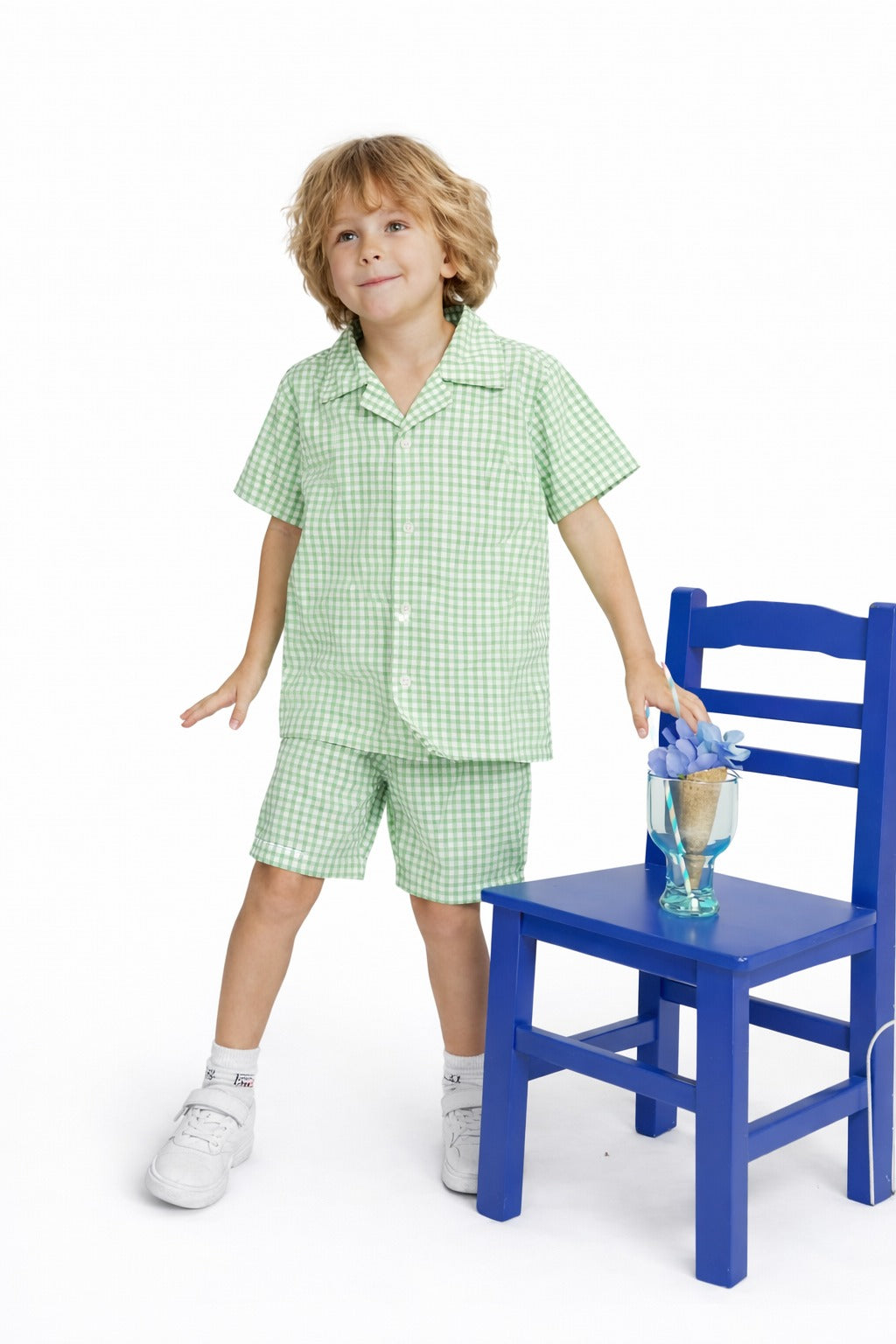 Light Green Checked Cotton Nicker Suit Boys 627