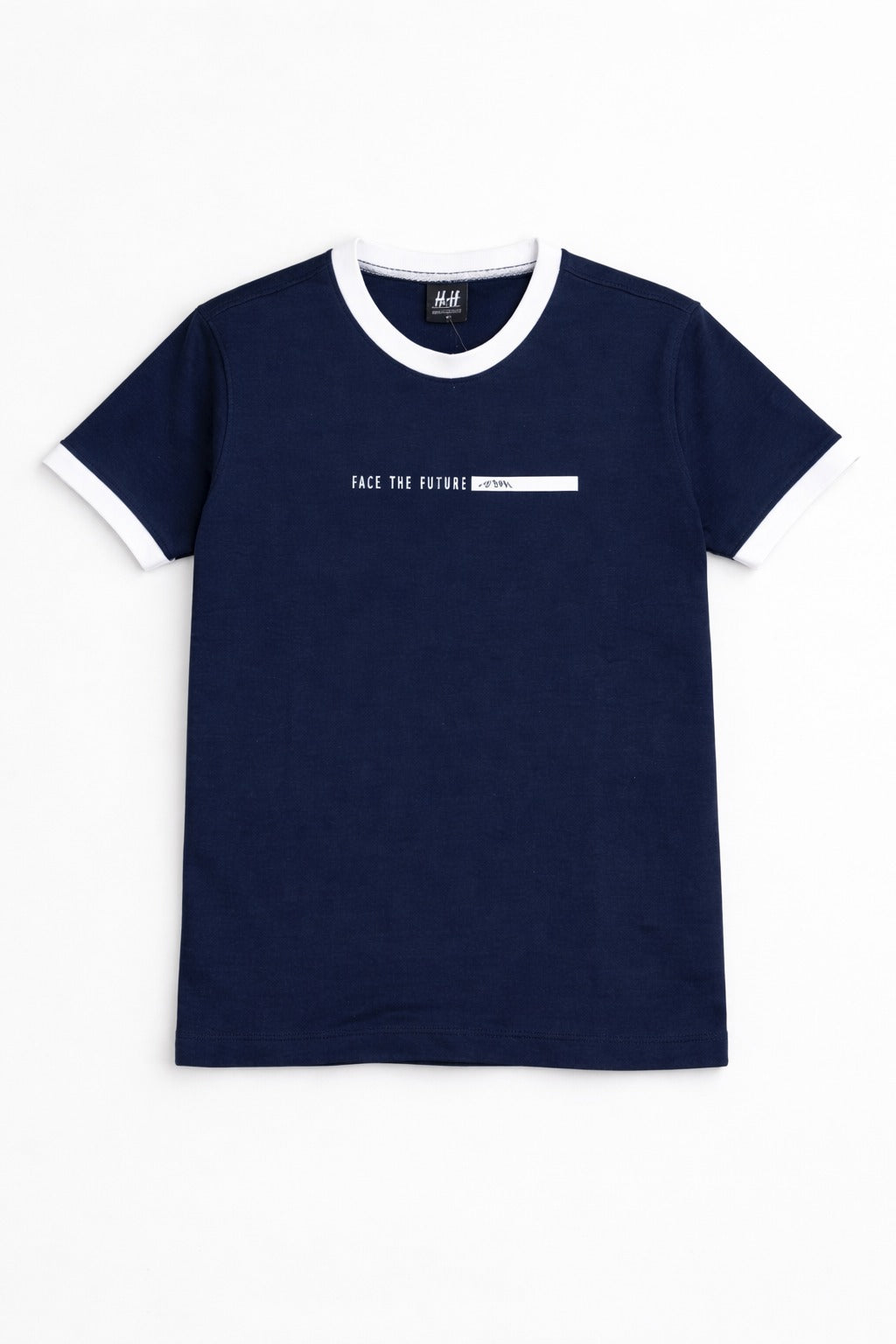 Navy [ Face the Future] Printed Cotton Combed Terry Men's T-Shirt 531