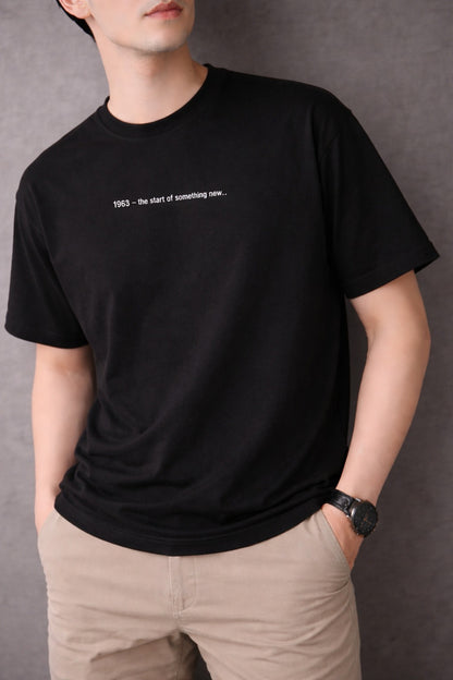 Black[ The Start of Something new..] Printed Boxy Fit Cotton Terry Men's T-Shirt 544