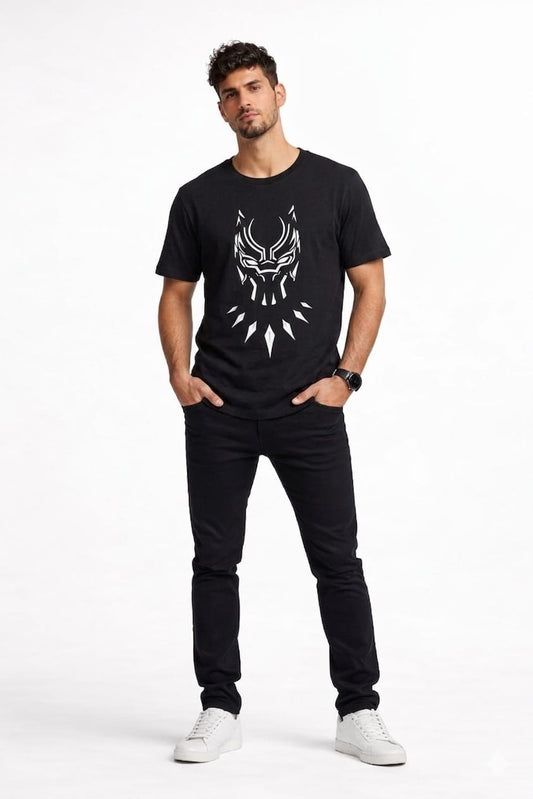 Black Tribal Warrior Mask High Density Printed   Men's T-Shirt  538
