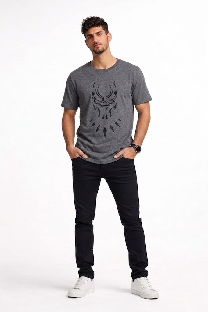 Grey Tribal Warrior Mask High Density Printed   Men's T-Shirt 546