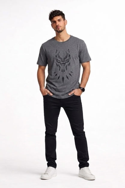 Grey Tribal Warrior Mask High Density Printed   Men's T-Shirt 546
