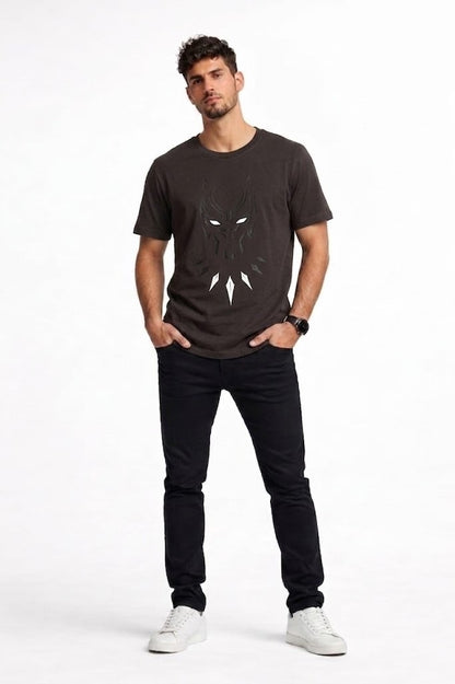 Dark Brown  Tribal Warrior Mask High Density Printed   Men's T-Shirt  540