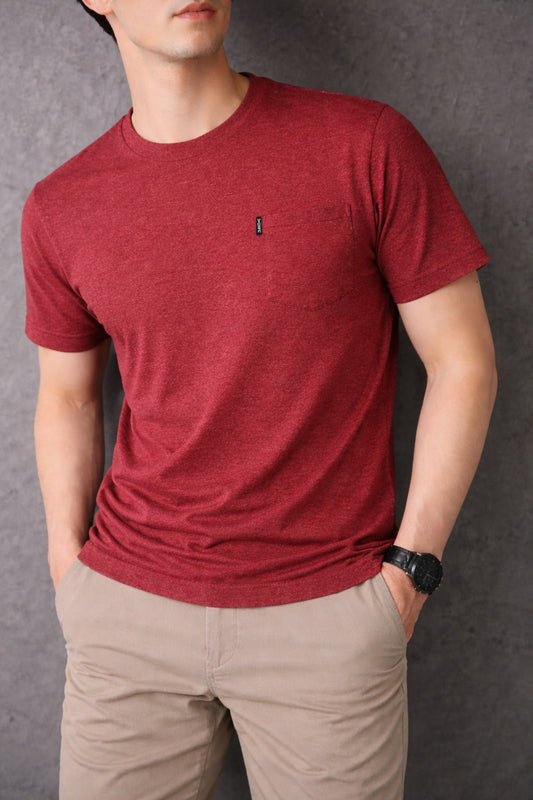 Men's Maroon with Pocket T-Shirt 546