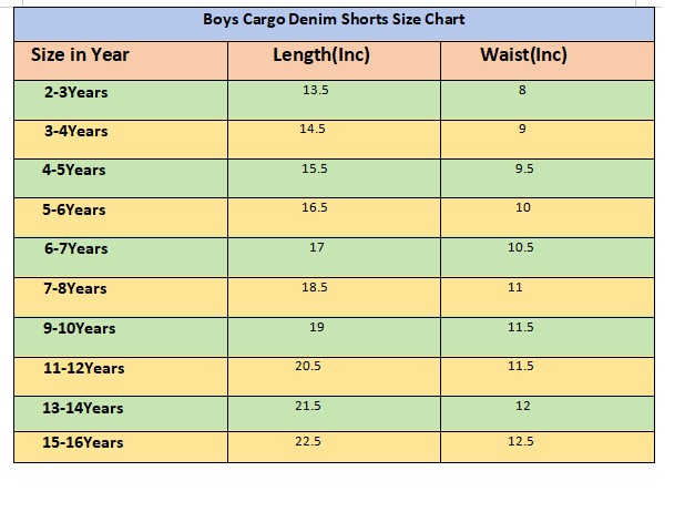6 Pocket Cargo Denim  Boys Shorts -Mid Blue  Color