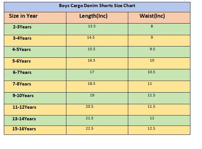 6 Pocket Cargo Denim  Boys Shorts -Mid Blue  Color