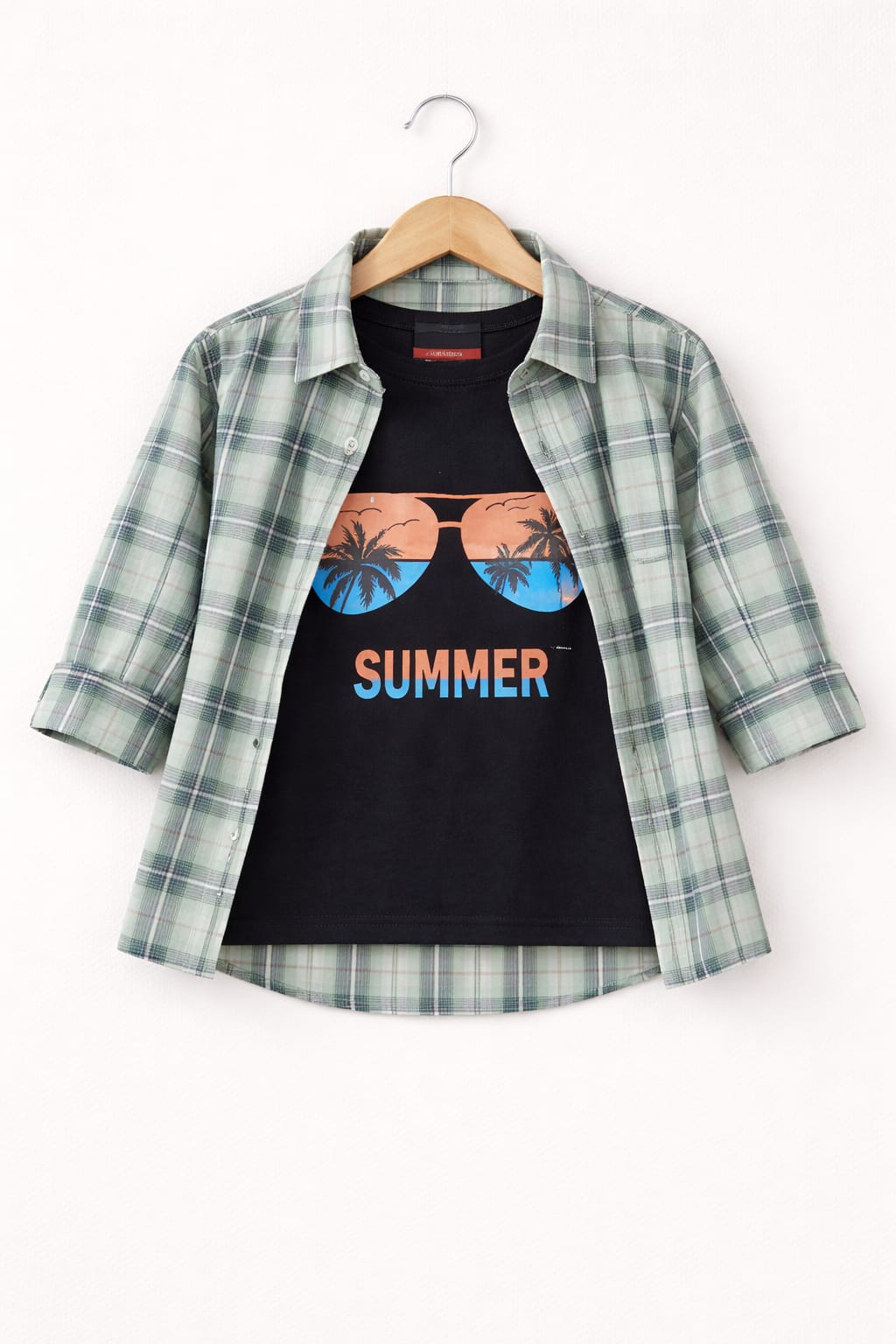 White & Black  Checked [Summer] Printed  Layered Casual Shirt 503