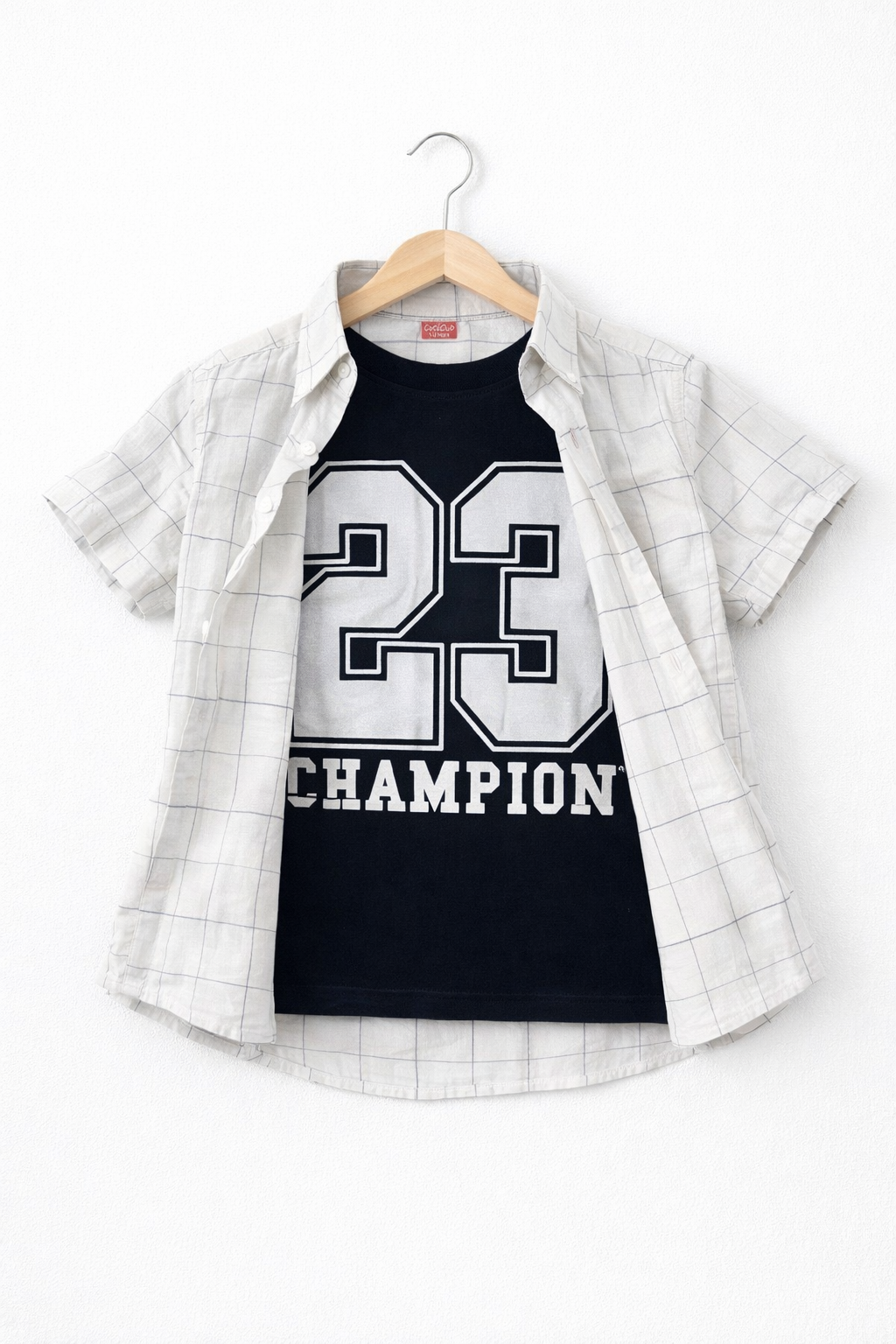 White Checked Champion Layered Casual Shirt 232