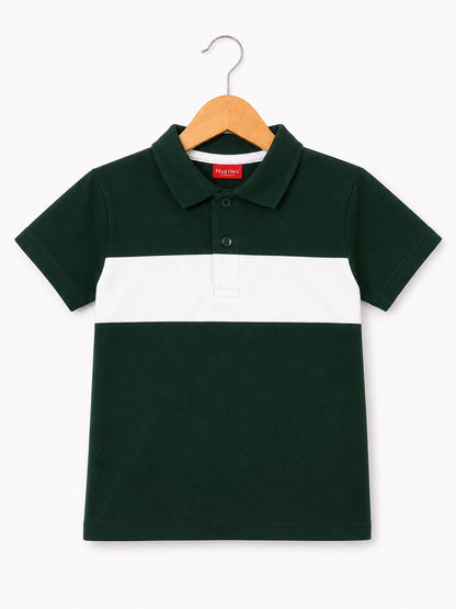 White Checked Green  Boys Polo Shirt 215