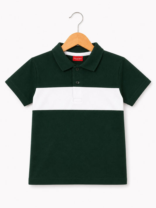 White Checked Green  Boys Polo Shirt 215