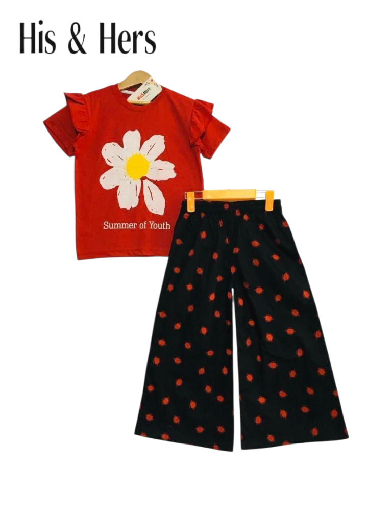 White Flower Red T-Shirt &Cotton Flapper 306