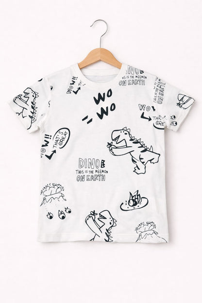 Wo Wo Black  Dragons Printed Boys T-Shirt 255