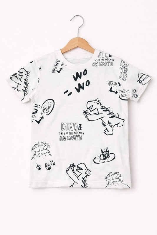Wo Wo Black  Dragons Printed Boys T-Shirt 255