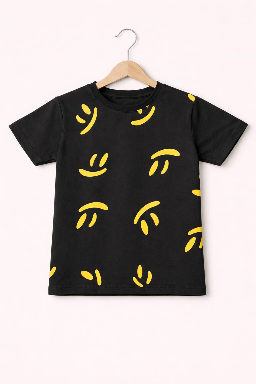 Yellow Smile Printed Black Boys T-Shirt 251