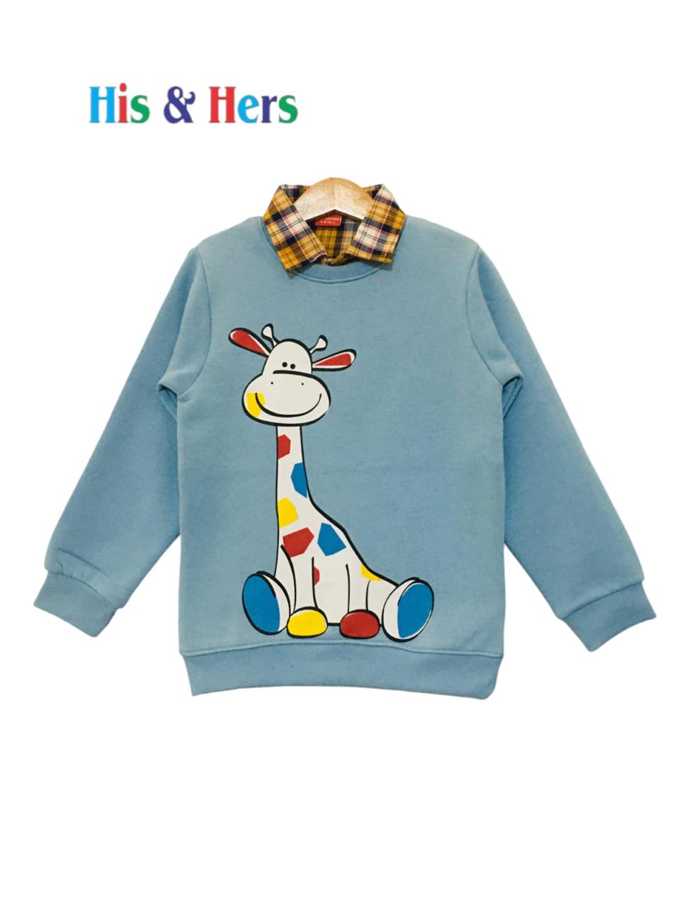 Giraffe Sky Blue  Double Sweat Shirt Boys 273