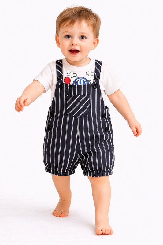 Black & White  Checked  Romper Set