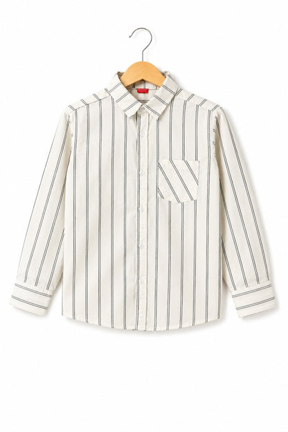 Black Checked White Long Sleeves Casual Shirt