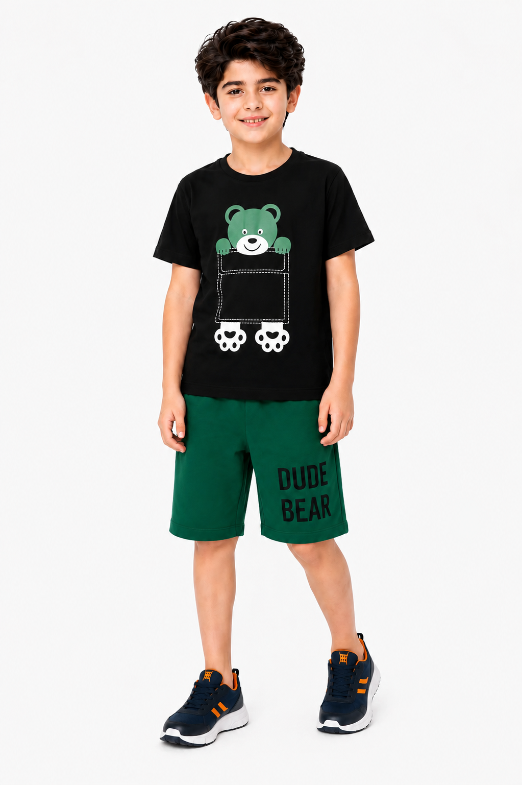 Pocket Bear Play Printed Black & Green Boys Nicker Suit 291