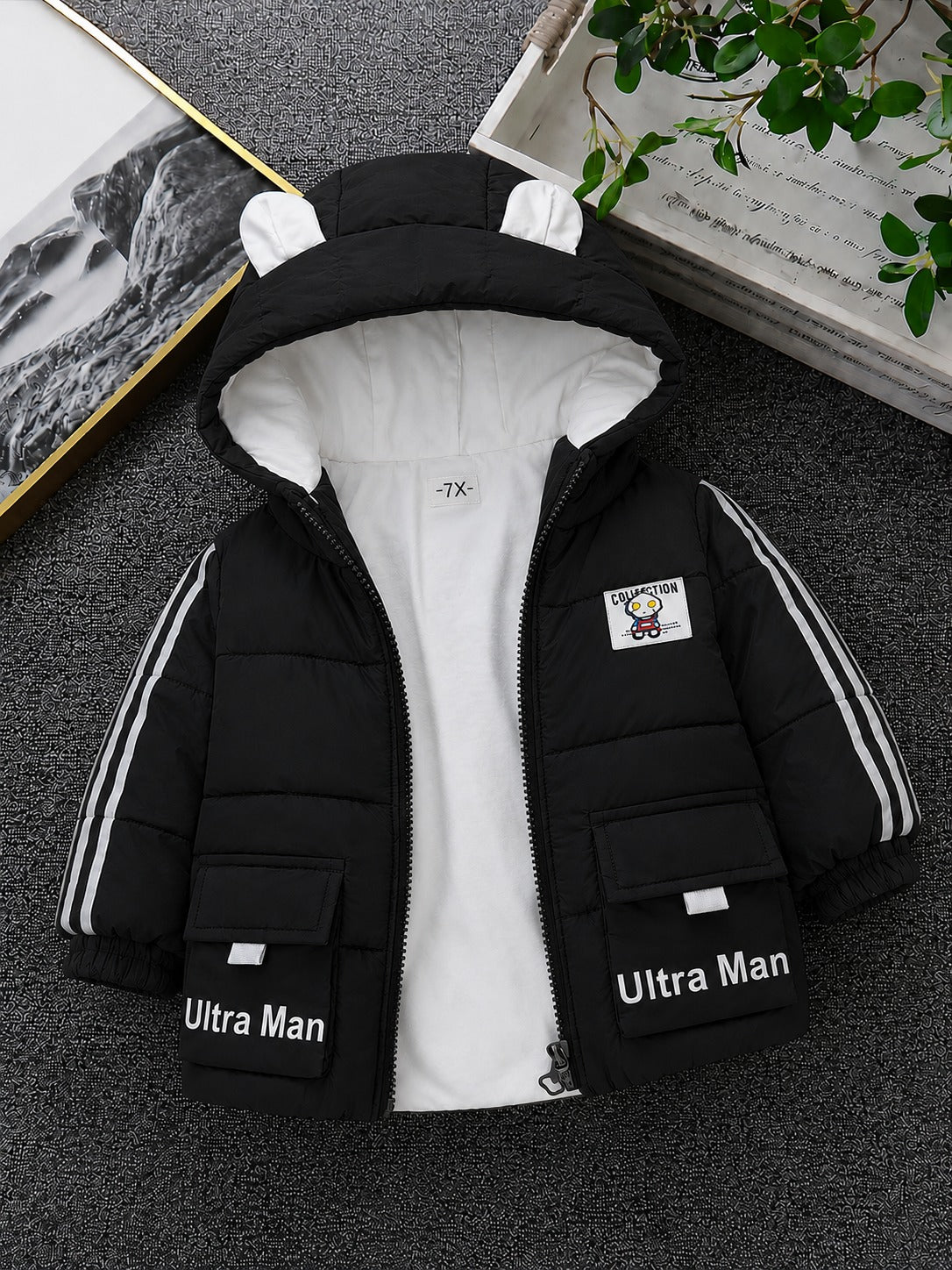 Boys Ultra Warm  Black  Hooded Jacket 423+424+429+430