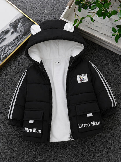 Boys Ultra Warm  Black  Hooded Jacket 423+424+429+430