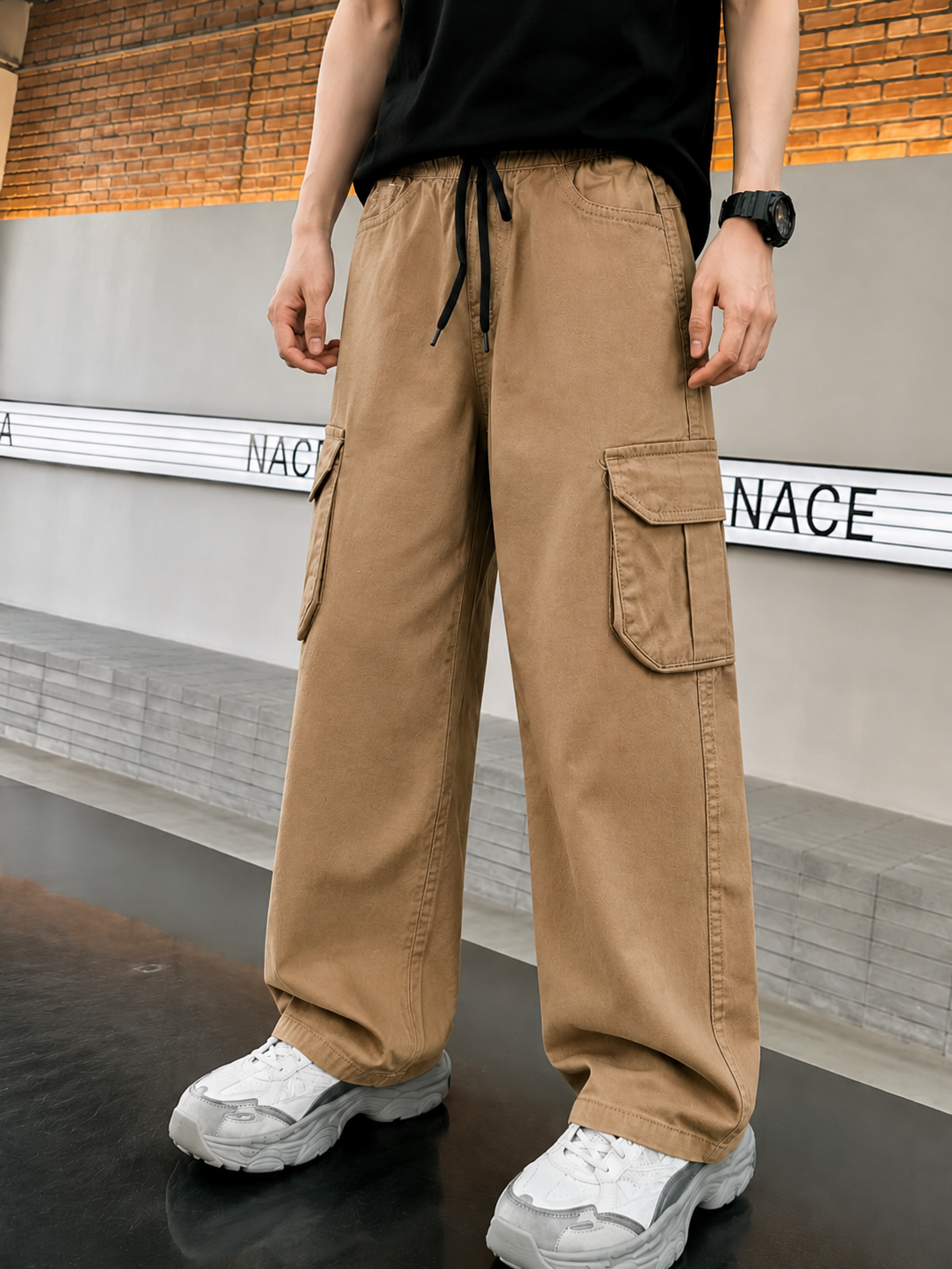 Boys  Brown Baggy Cotton Pants