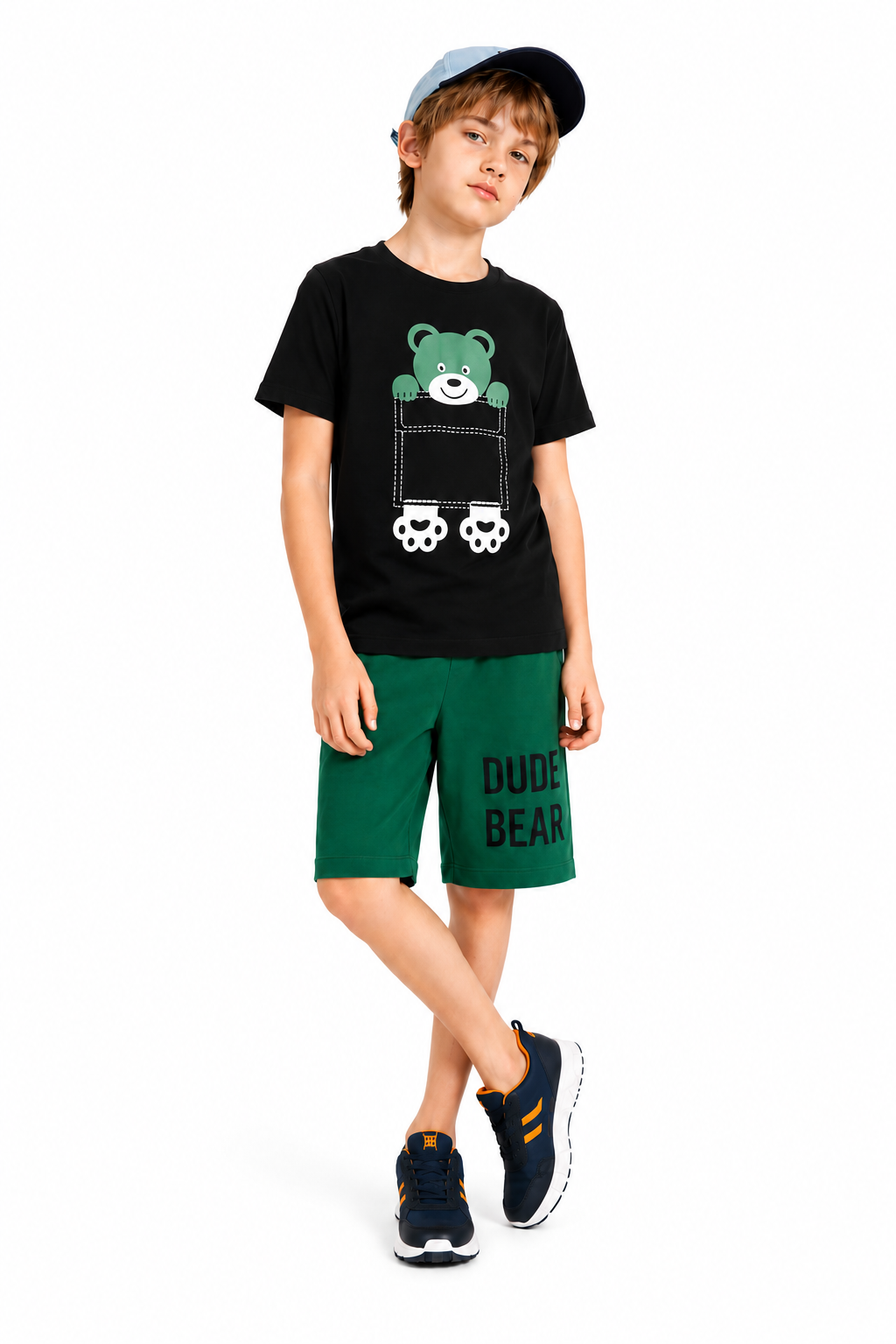 Pocket Bear Play Printed Black & Green Boys Nicker Suit 291