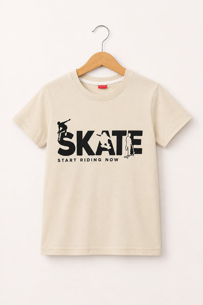 [Skate] Printed Off-White Boys T-Shirt