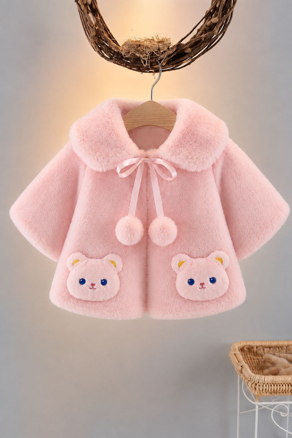 Snow Bear Plush Capez-Baby Pink 920
