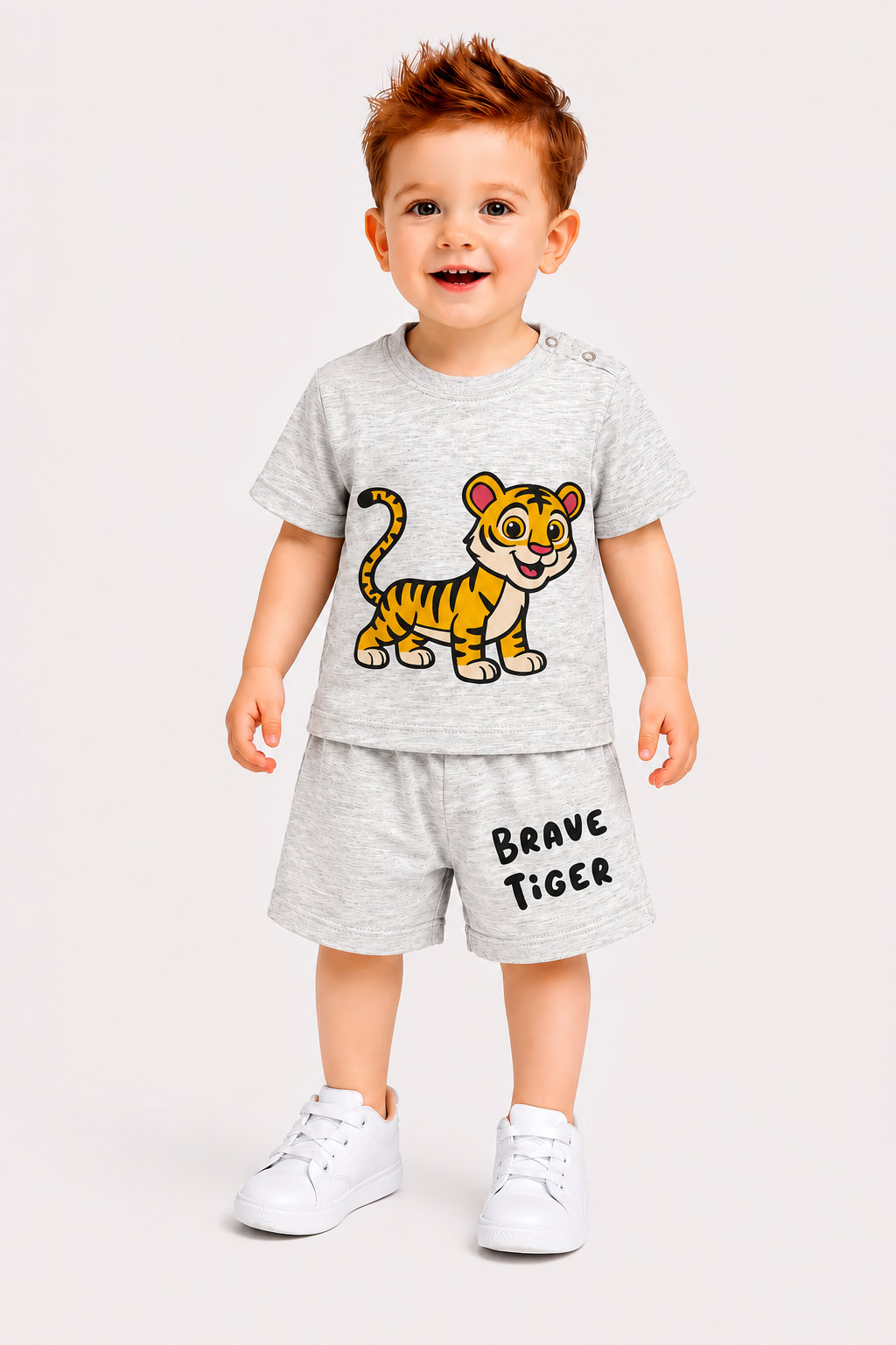 Tiger Printed Grey New Born Nicker Suit 625